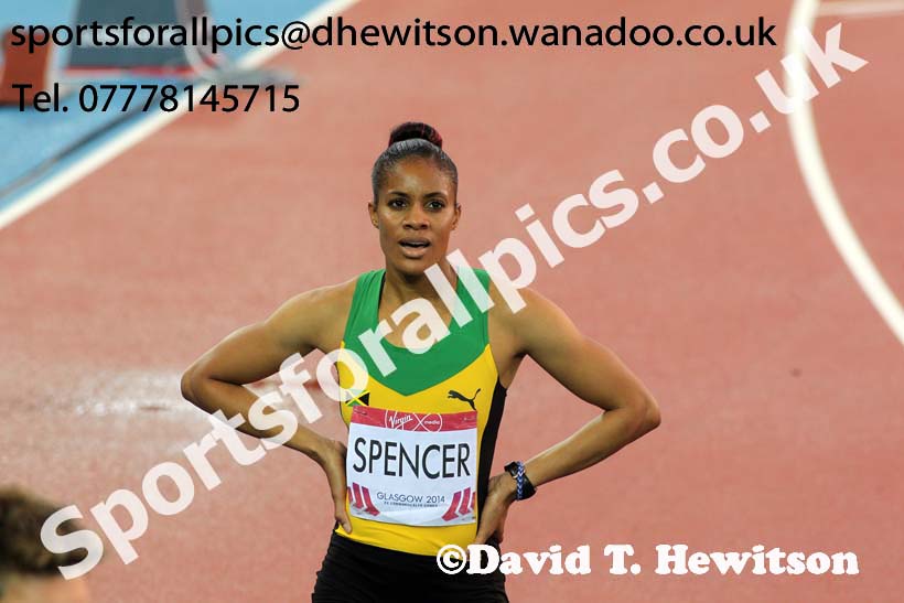 Kaliese Spencer (Jamaica) after winning the 400 metres hurdles at the Commonwealth Games, Glasgow. Photo: David T. Hewitson/Sports for All Pics